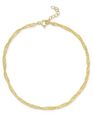 Macy's - Singapore Chain Ankle Bracelet in 18k Gold-Plated Sterling Silver