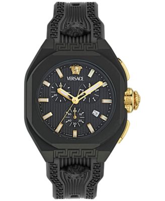 Versace - Men's Swiss Chronograph Black Silicone Strap Watch 44mm