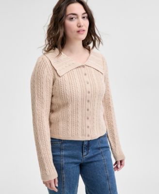 And Now This - Women's Collared Cable Cardigan