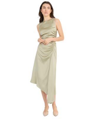 Luxely - Women's Ruched Asymmetrical Midi Dress