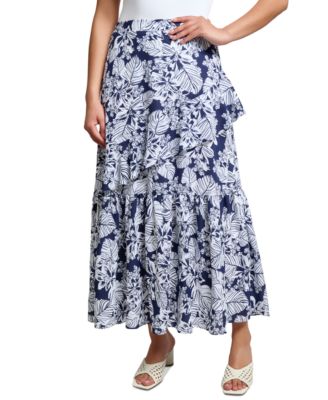 Jones New York - Petite Printed Ruffled Maxi Skirt