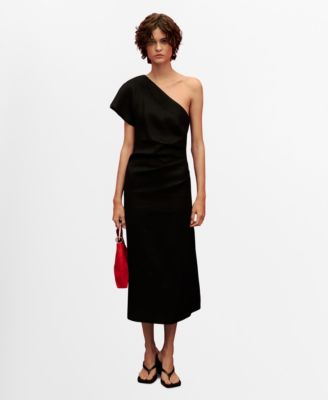 MANGO - Women's Asymmetrical Linen Dress