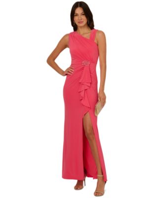 Adrianna Papell - Women's Asymmetrical Ruffled Gown