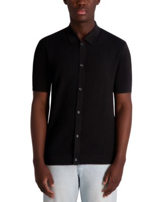 KARL LAGERFELD PARIS - Men's Knit Cardigan Polo Shirt