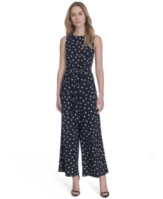 Tommy Hilfiger - Women's Polka-Dot Straight-Leg Jumpsuit