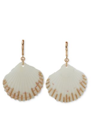 lonna & lilly - Gold-Tone Chain-Accent Shell Drop Earrings