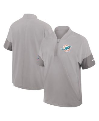 Nike - Men's Gray Miami Dolphins Sideline Short Sleeve Quarter-Zip Performance Coach Jacket