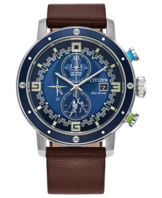 Citizen - Men's Chronograph Star Wars Luke Skywalker Brown Leather Strap Watch 44mm