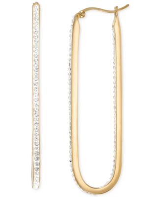 Macy's - Crystal Pav&eacute; Inside Out Paperclip Hoop Earrings