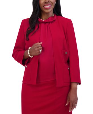 Kasper - Women's Open-Front Round-Neck Blazer