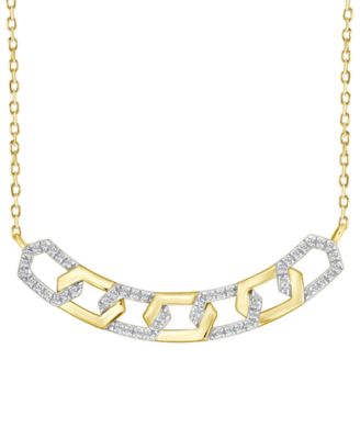 Macy's - Diamond Geometric Link Pendant Necklace (1/6 ct. t.w.) in 10k Yellow Gold
