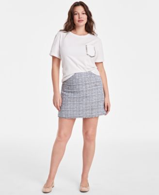 On 34th - Women's Metallic-Tweed Mini Skirt