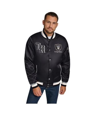 Tommy Hilfiger - Men's Black Las Vegas Raiders Dante Full-Snap Satin Jacket