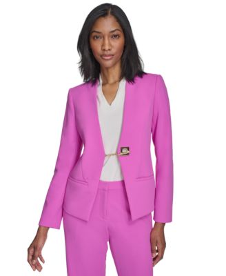 Halston - Women's Collarless Toggle Chain Blazer