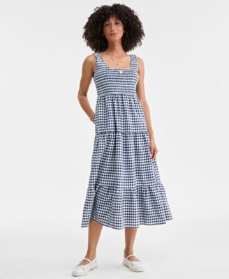 On 34th - Women's Woven Printed Tiered Scoop-Neck Tank Dress