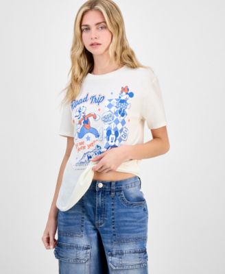 Disney - Juniors' USA Road Trip Graphic-Print Crewneck Tee