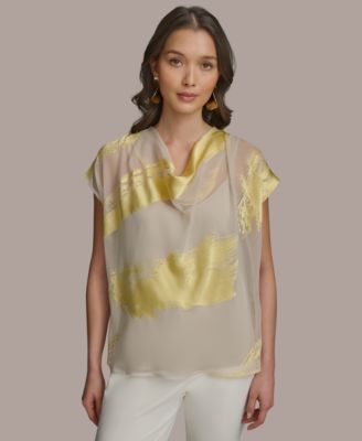 Donna Karan New York - Women's Printed Cap-Sleeve Blouse