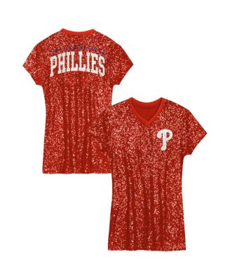 Outerstuff - Girls Preschool Red Philadelphia Phillies Sequin V-Neck Dress