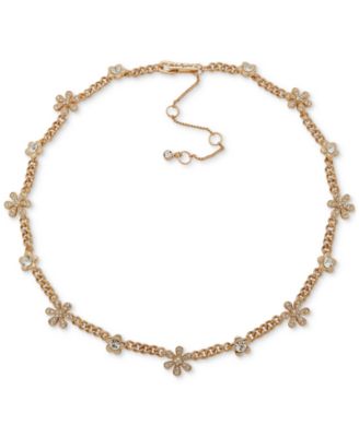 KARL LAGERFELD PARIS - Gold-Tone Crystal Daisy Chain Collar Necklace, 16" + 3" extender
