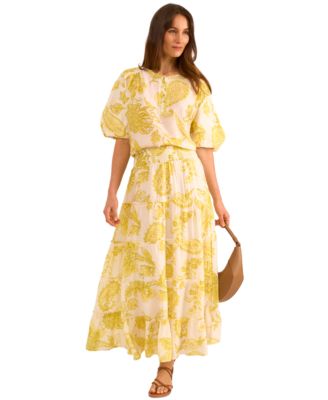 Vince Camuto - Women's Printed Tiered Smocked-Waist Maxi Skirt