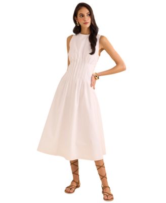 1.STATE - Women's Sleeveless Pintuck Cotton Midi Dress