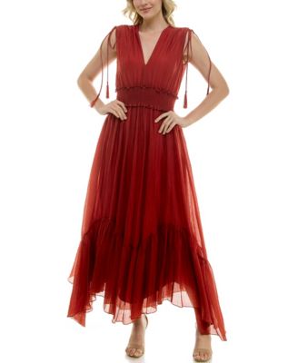 Taylor - Women's V-Neck Handkerchief-Hem Dress
