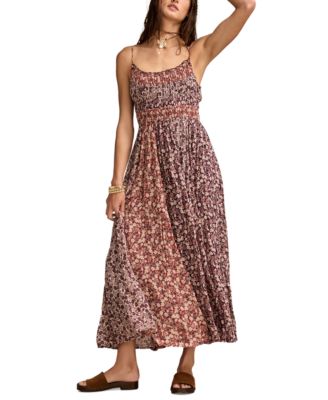 Lucky Brand - Women's Floral Print Smocked Midi Dress