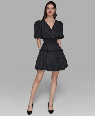KARL LAGERFELD PARIS - Women's Short-Sleeve Taffeta Fit & Flare Dress
