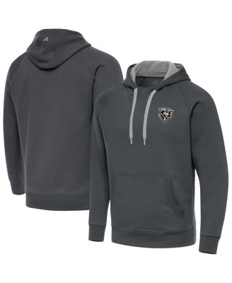 Antigua - Men's Charcoal Chicago Bears Brushed Carbon Victory Pullover Hoodie