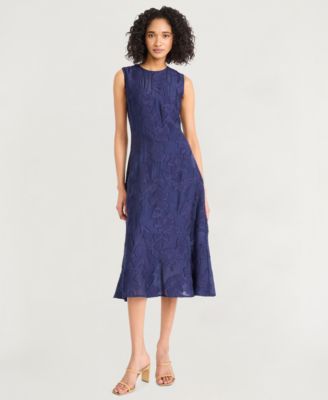 Luxely - Women's Textured Sleeveless Fit & Flare Midi Dress