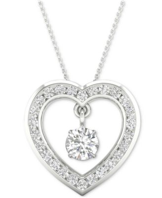 Macy's - Diamond Orbital Heart Halo Pendant Necklace (1/3 ct. t.w.) in 10k White Gold, 16" + 2" extender