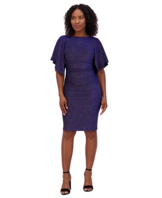 Jessica Howard - Women's Glittered Ruched Sheath Dress