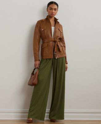 Lauren Ralph Lauren - Women's Pleated Stretch Jersey Wide-Leg Pants
