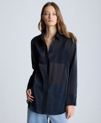 Kenneth Cole - Women's Sheer Oversized Tunic Shirt
