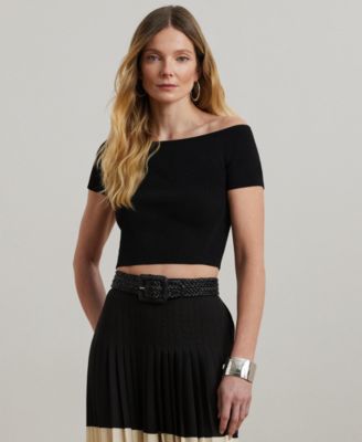 Lauren Ralph Lauren - Women's Off-the-Shoulder Cropped Sweater