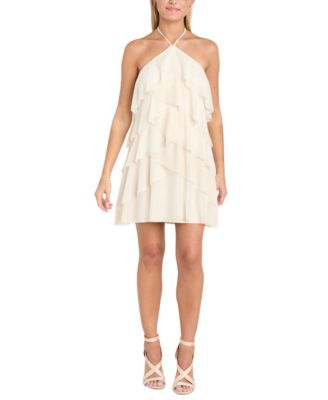 Morgan & Company - Juniors' Glitter Low-Back Ruffled Dress