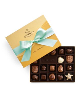 Godiva - Assorted Milk Chocolate Gift Box, Aqua Ribbon, 18 Piece