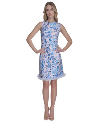 Eliza J - Women's Tweed A-Line Floral-Pattern Dress