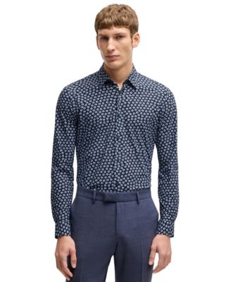 Hugo Boss - BOSS by  Men’s Floral-Print Slim-Fit Dress Shirt