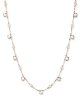 Lauren Ralph Lauren - Gold-Tone Silk Freshwater Pearl Station Collar Necklace