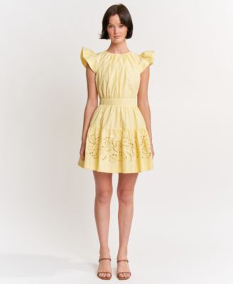 En Saison - Women's Taylor Cotton Eyelet Fit & Flare Mini Dress
