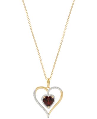 Macy's - Amethyst (1-1/10 ct. t.w.) & Diamond Accent Heart 18" Pendant Necklace in 14k Gold-Plated Sterling Silver (Also in Additional Gemstones)