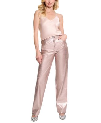 GUESS - Women's Ambra Metallic Straight-Leg Pants