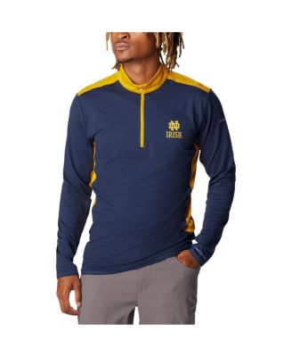 Columbia - Men's Navy Notre Dame Fighting Irish Tech Trail Omni-Shade Quarter-Zip Top