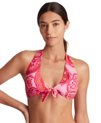 Lauren Ralph Lauren - Women's Printed Tie-Front V-Neck Bikini Top