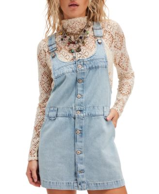 Free People - Women's Edie Denim Cotton Overalls Dress