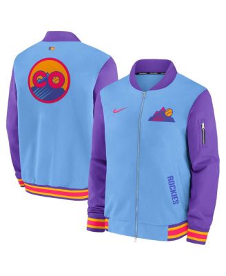 Nike - Men's Light Blue/Purple Colorado Rockies 2025 City Connect Authentic Collection Full-Zip Bomber Jacket