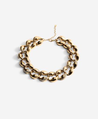 MANGO - Women's Rhinestone Links Pendant Collar Necklace