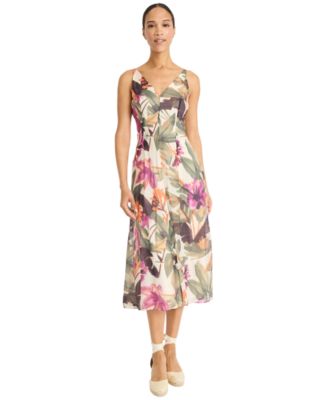 Maggy London - Women's Printed Voile Sleeveless A-Line Dress