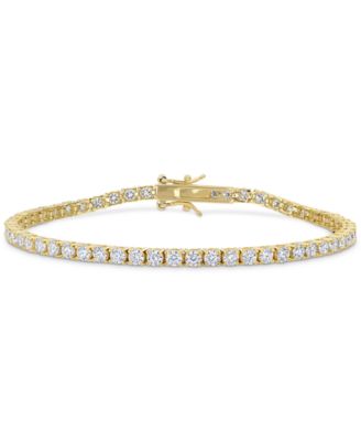 Macy's - Lab-Grown Moissanite Tennis Bracelet (5-1/10 ct. t.w.) in 18k Gold-Plated Sterling Silver